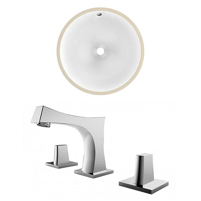 15.25-in. W Round Bathroom Undermount Sink Set In White - Chrome Hardware AI-22828