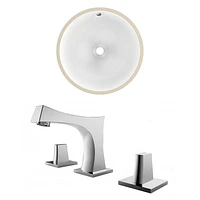 15.25-in. W Round Bathroom Undermount Sink Set In White