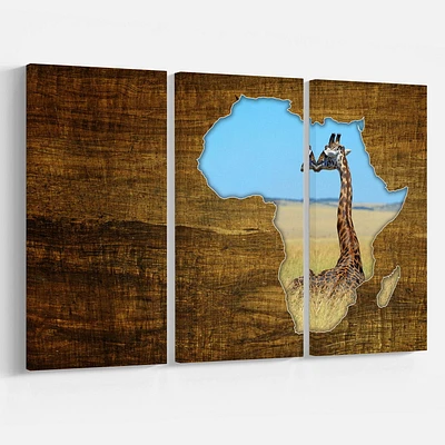 Design Art Africa Wildlife Map Design Canvas Print