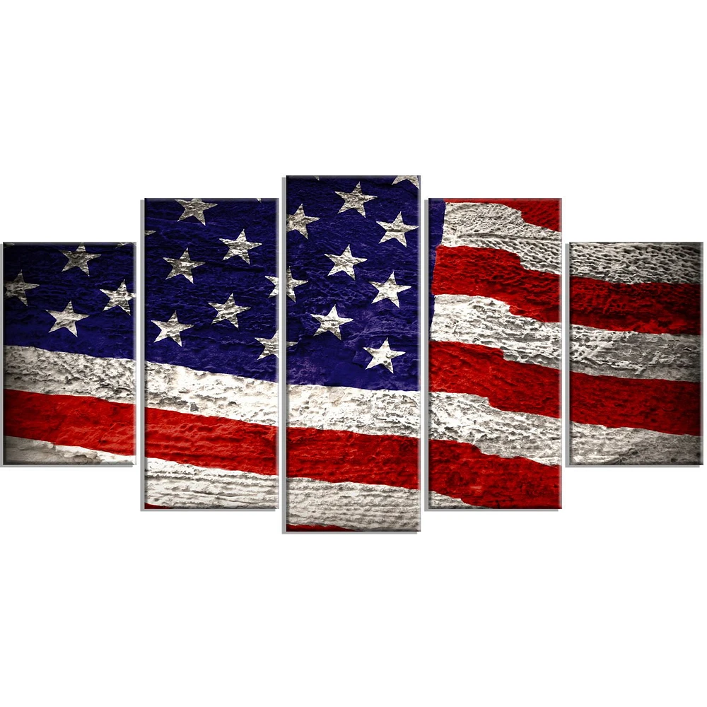 Design Art Large American Flag Watercolor Canvas Print