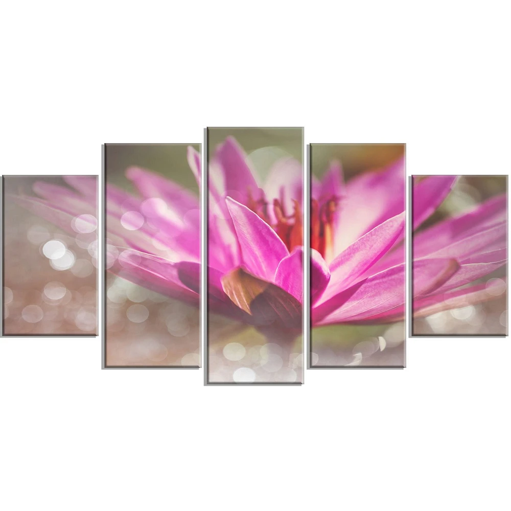 Design Art Pink Lotus on Abstract Background Canvas Print