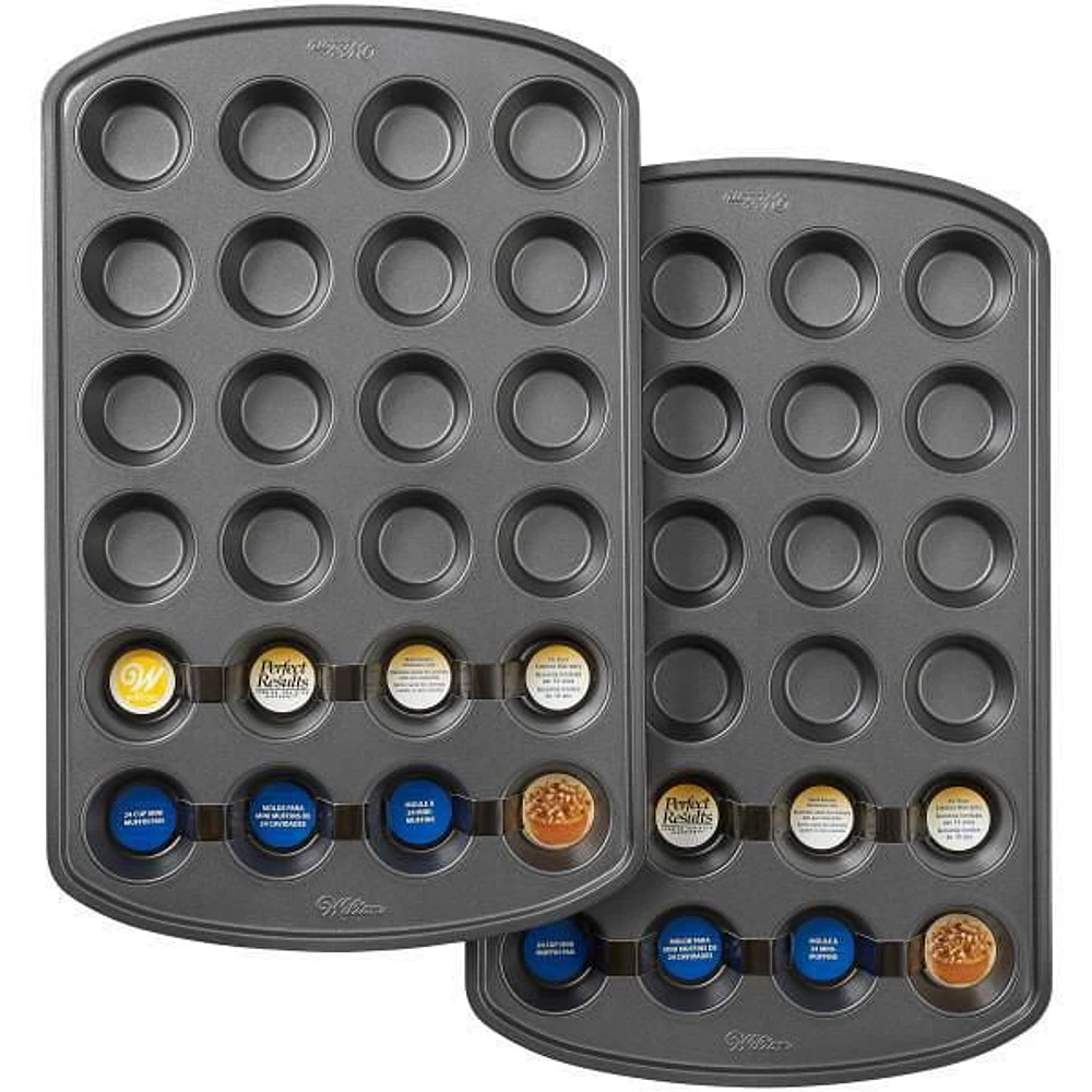 Wilton Perfect Results Premium Non-Stick Bakeware 24-Cup Mini Muffin Pan, Multipack of 2