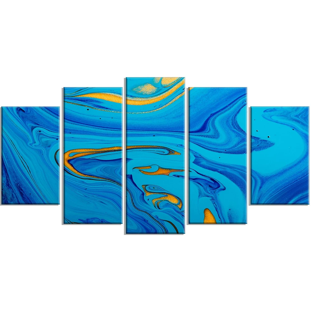 Design Art Light Blue Acrylic Paint  Canvas Print