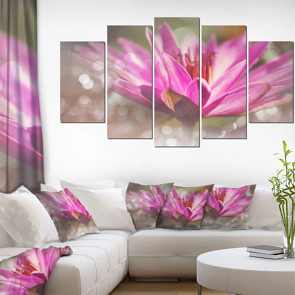 Design Art Pink Lotus on Abstract Background Canvas Print