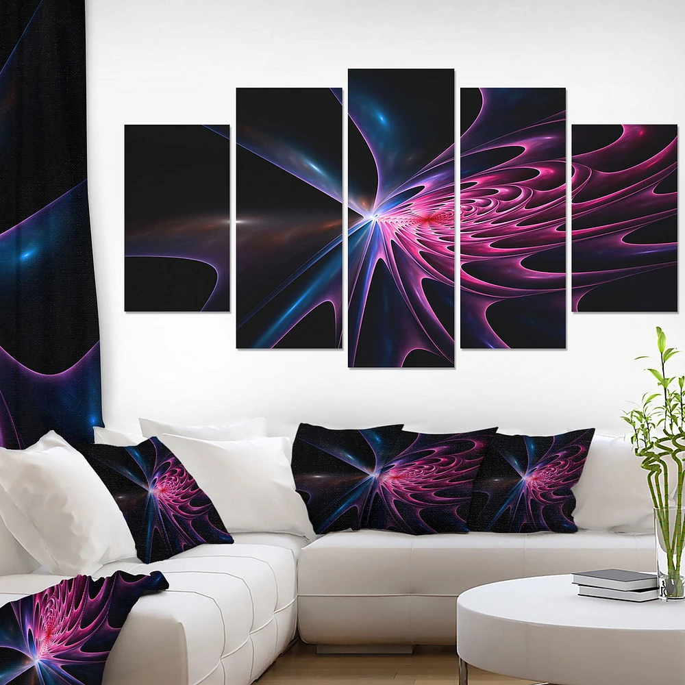 Design Art Blue Fractal Light in Dark Canvas Print