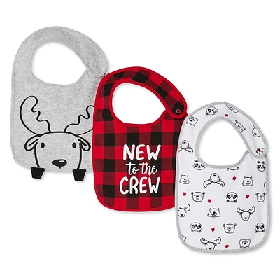 Lot de 3 bavettes en coton biologique Canadiana unisexe pour nourrissons