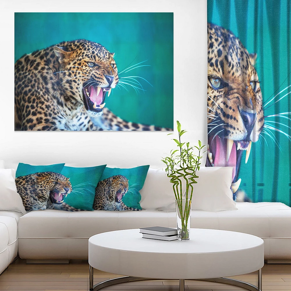 Design Art Wild Leopard Close up View Canvas Print