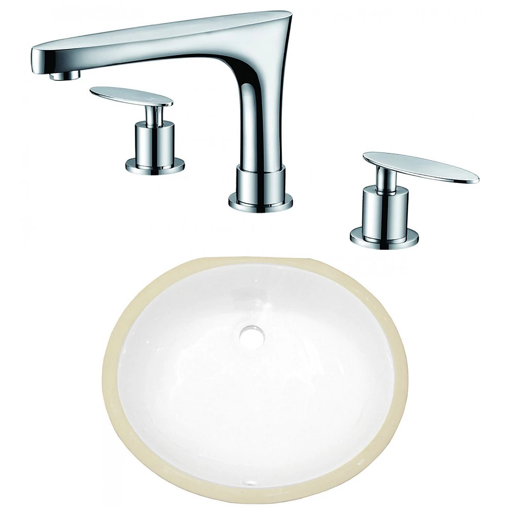 18.25-in. W CSA Oval Bathroom Undermount Sink Set In White