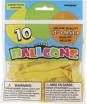 10 12'' Yellow Balloons, 10 Yellow Balloons