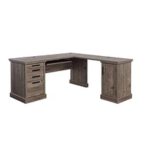 Sauder Aspen Post L-Desk, Pebble Pine, 433686