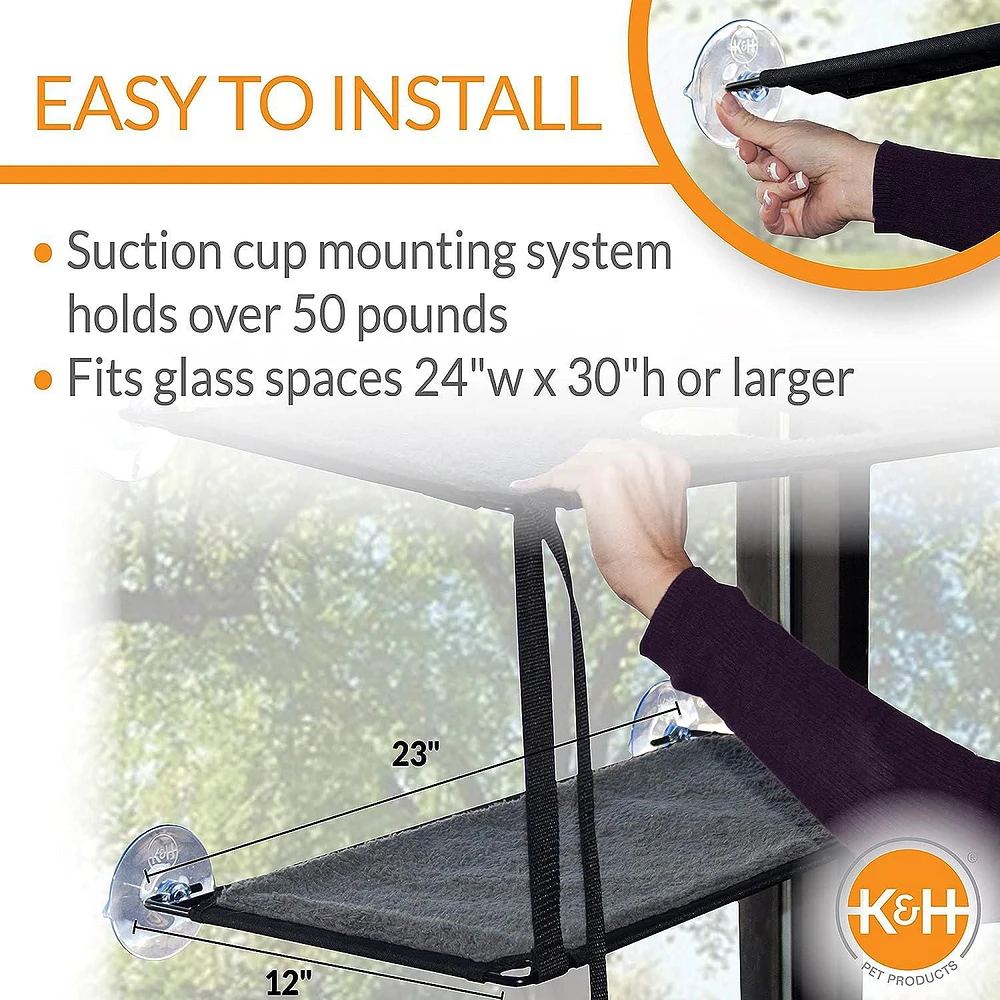 K&H EZ Mount Double Stack Kitty Window Sill Gray