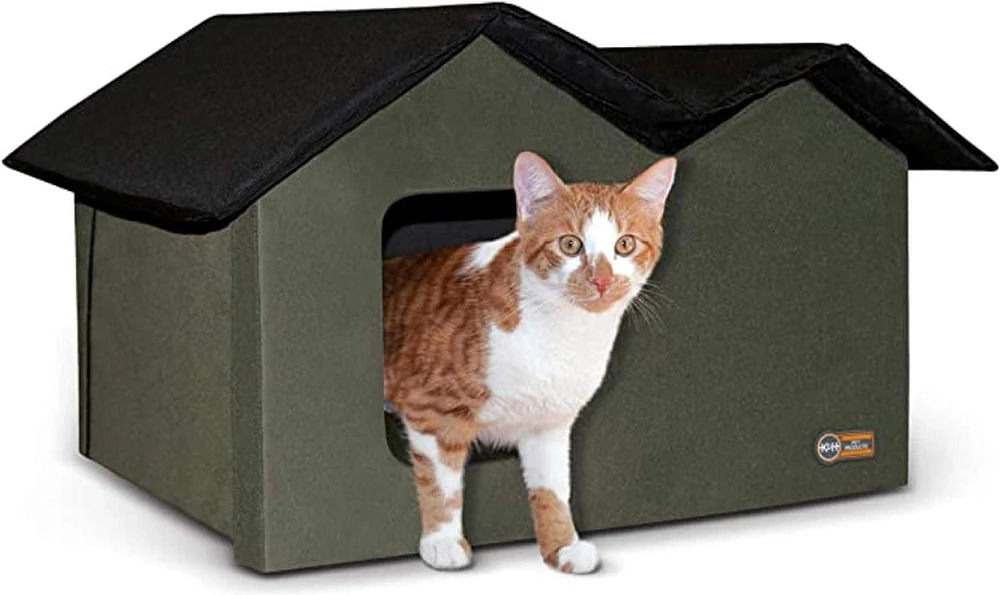 K&H Outdoor Kitty House Extra-Wide Olive Green