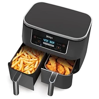 Ninja DZ201C, Foodi 6-in-1 8-qt. 2-Basket Air Fryer with DualZone Technology, Black, 1690W, 6 customizable programs