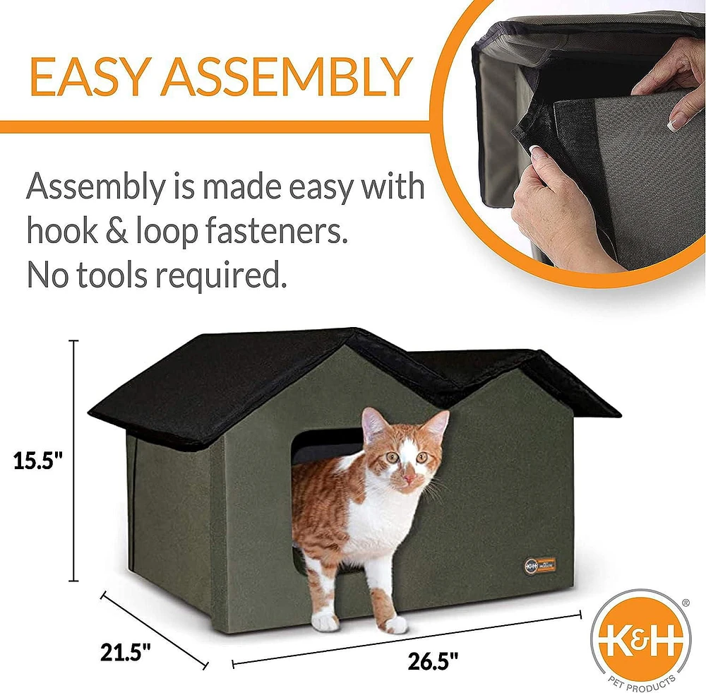 K&H Outdoor Kitty House Extra-Wide Olive Green