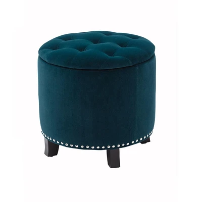 Denver Round Fabric Storage Ottoman (Green)