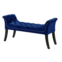 Imperial Tufted Bench With Armrest (Navy Blue)