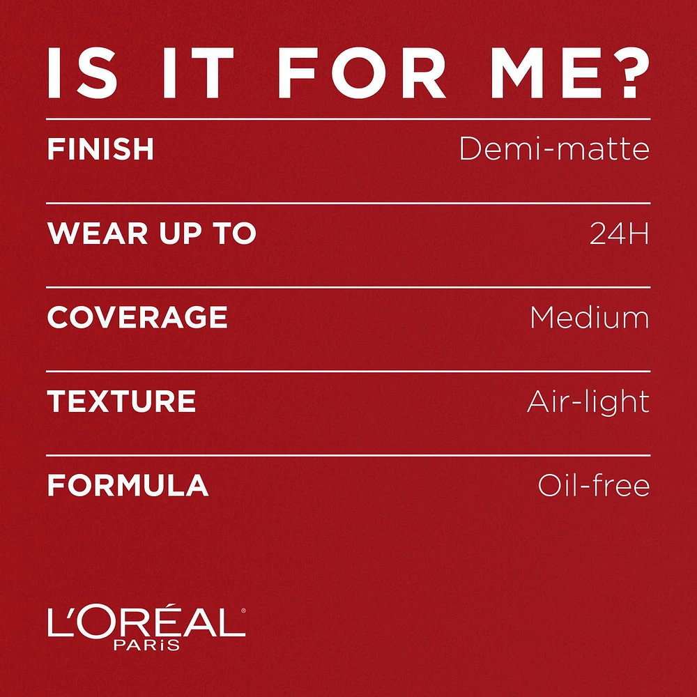 L'Oréal Paris Fond de Teint Pro-Matte| Sans Huile, Texture Légère, Longue Tenue Jusqu’à 24hr| Ivoire Classique