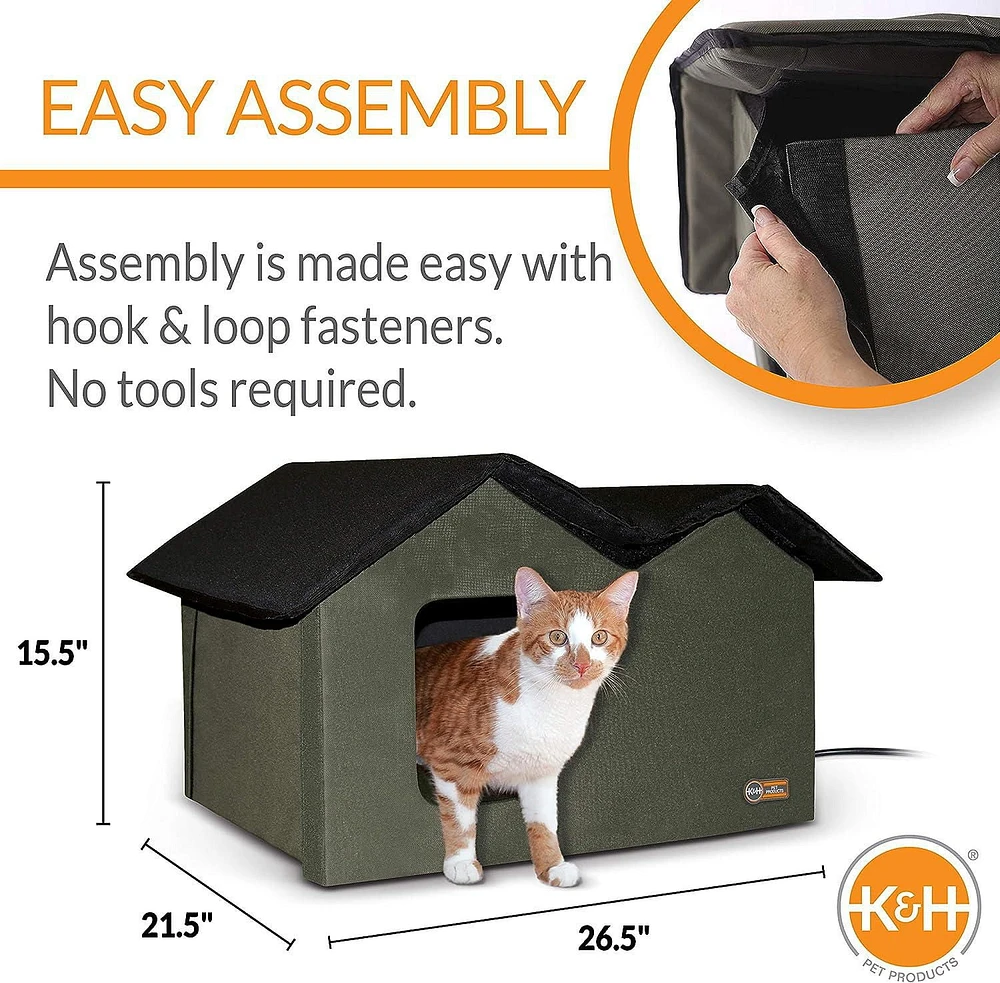 K&H Outdoor Heated Kitty House Extra-Wise Olive Green
