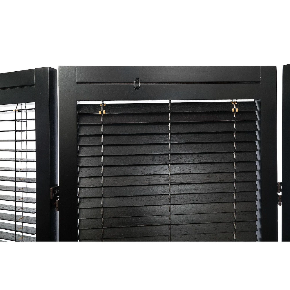 3 Panel Wood Framed Paper Screen (Black)