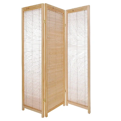 3 Panel Adjustable Wooden Shutter Screen (Natural)