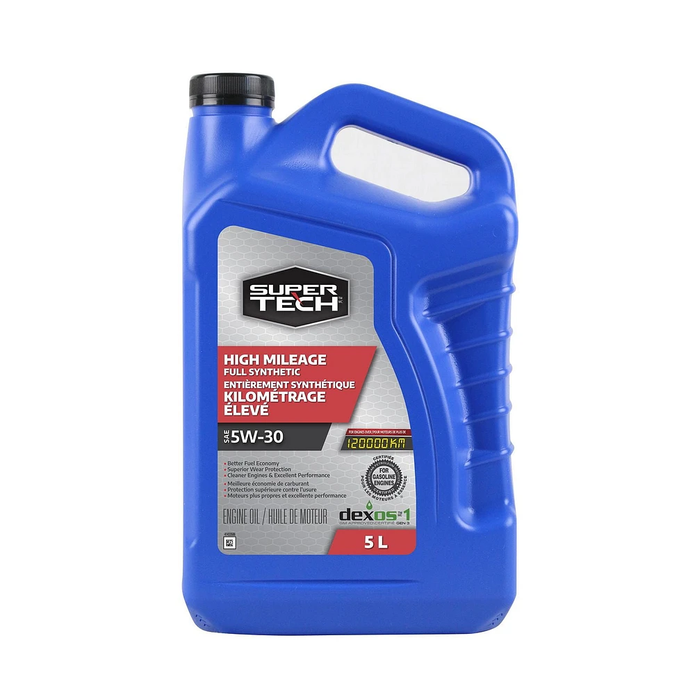 Super Tech High Mileage Full Synthetic 5w-30 Motor Oil, 5 Liter