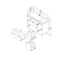 South Shore Dylane Table à langer avec tiroirs et rangement ouvert