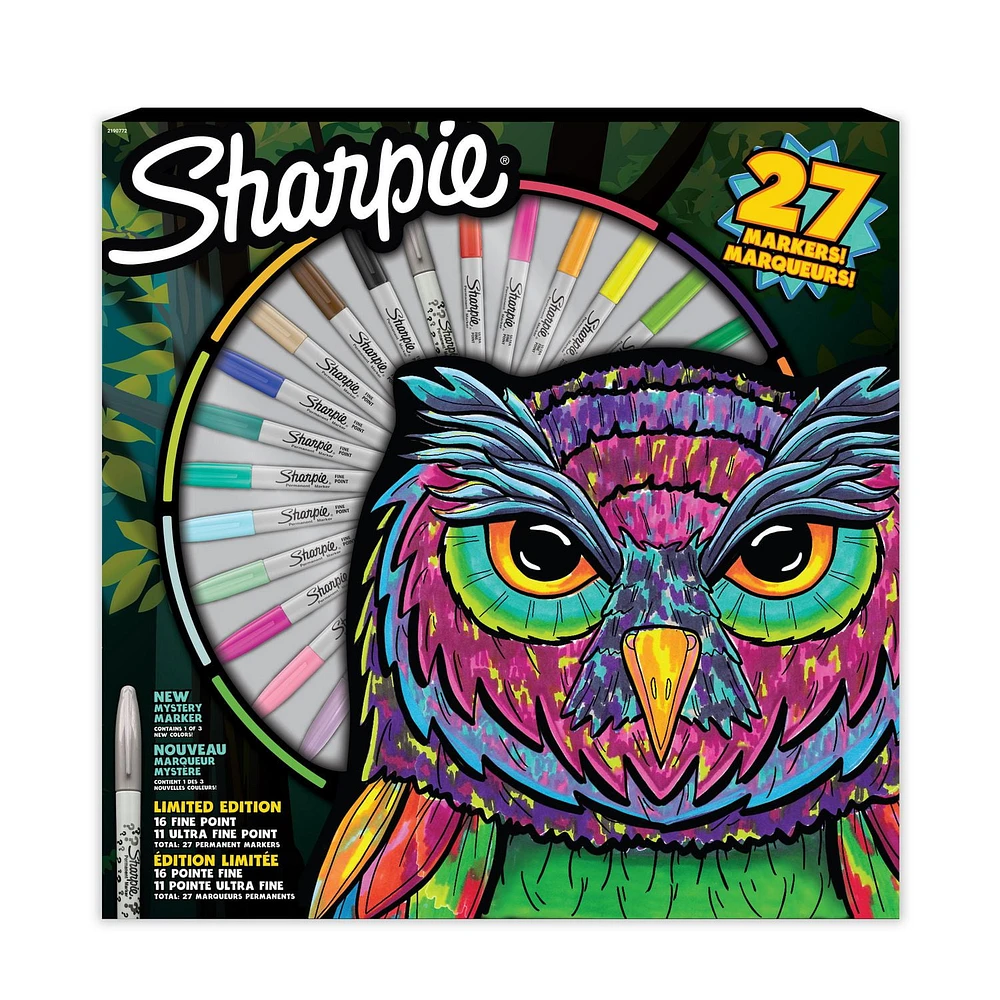 Sharpie Permanent Marker Pack, Fine and Ultra-Fine Tip Markers, Assorted Colours Plus 1 Mystery Colour, Special Edition, 27 Count