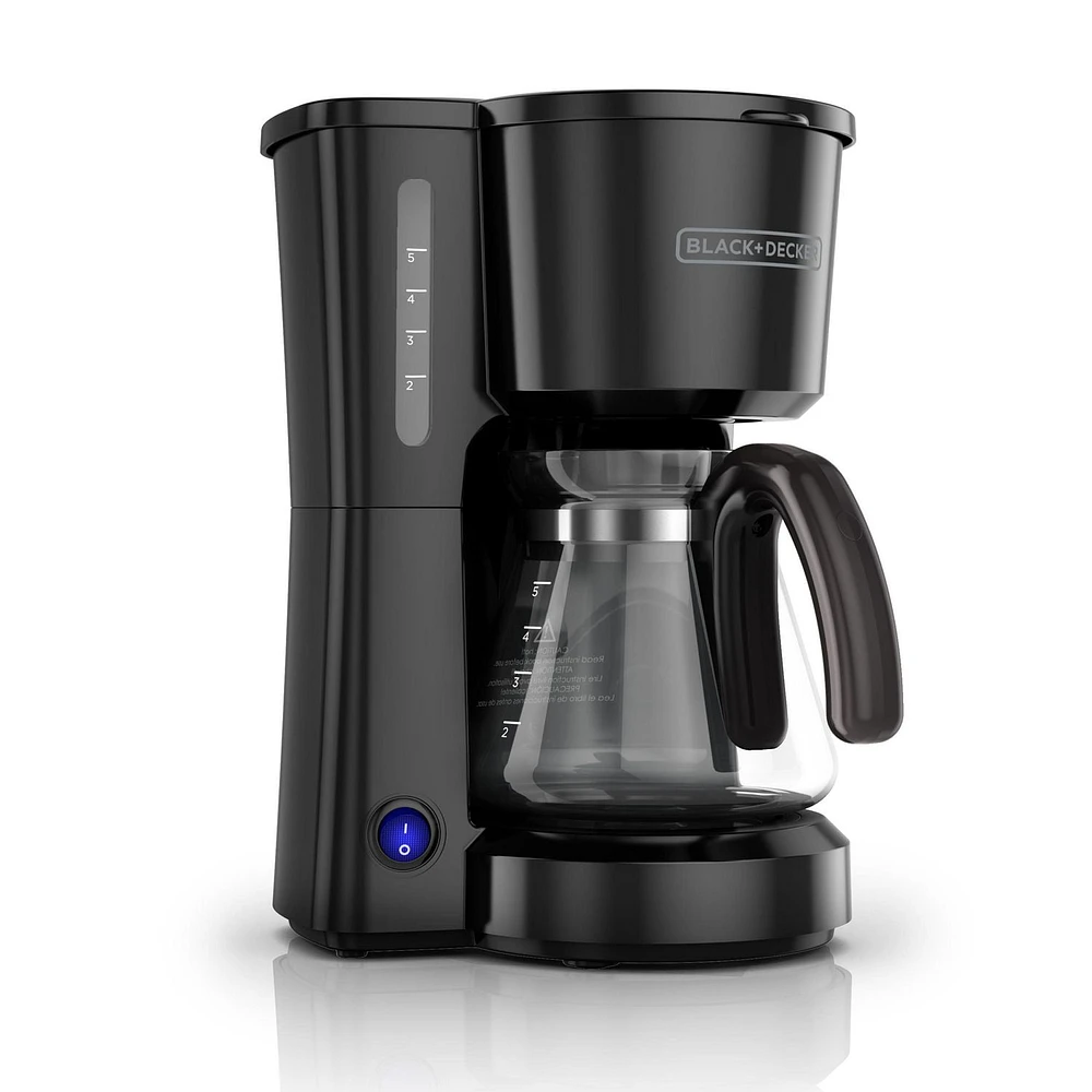 BLACK+DECKER 5-Cup* Coffee Maker, Black, Space-Saving Compact Design