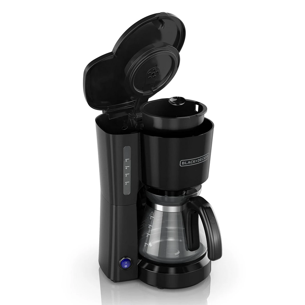 BLACK+DECKER 5-Cup* Coffee Maker, Black, Space-Saving Compact Design