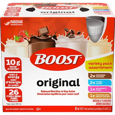 BOOST Original Meal Replacement Drink – Variety, 6 x 237 ml, 6 x 237 ML