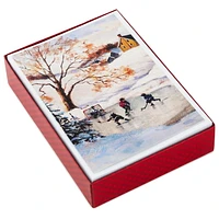 Image Arts Boxed Christmas Cards (Winter Pond Hockey Scene