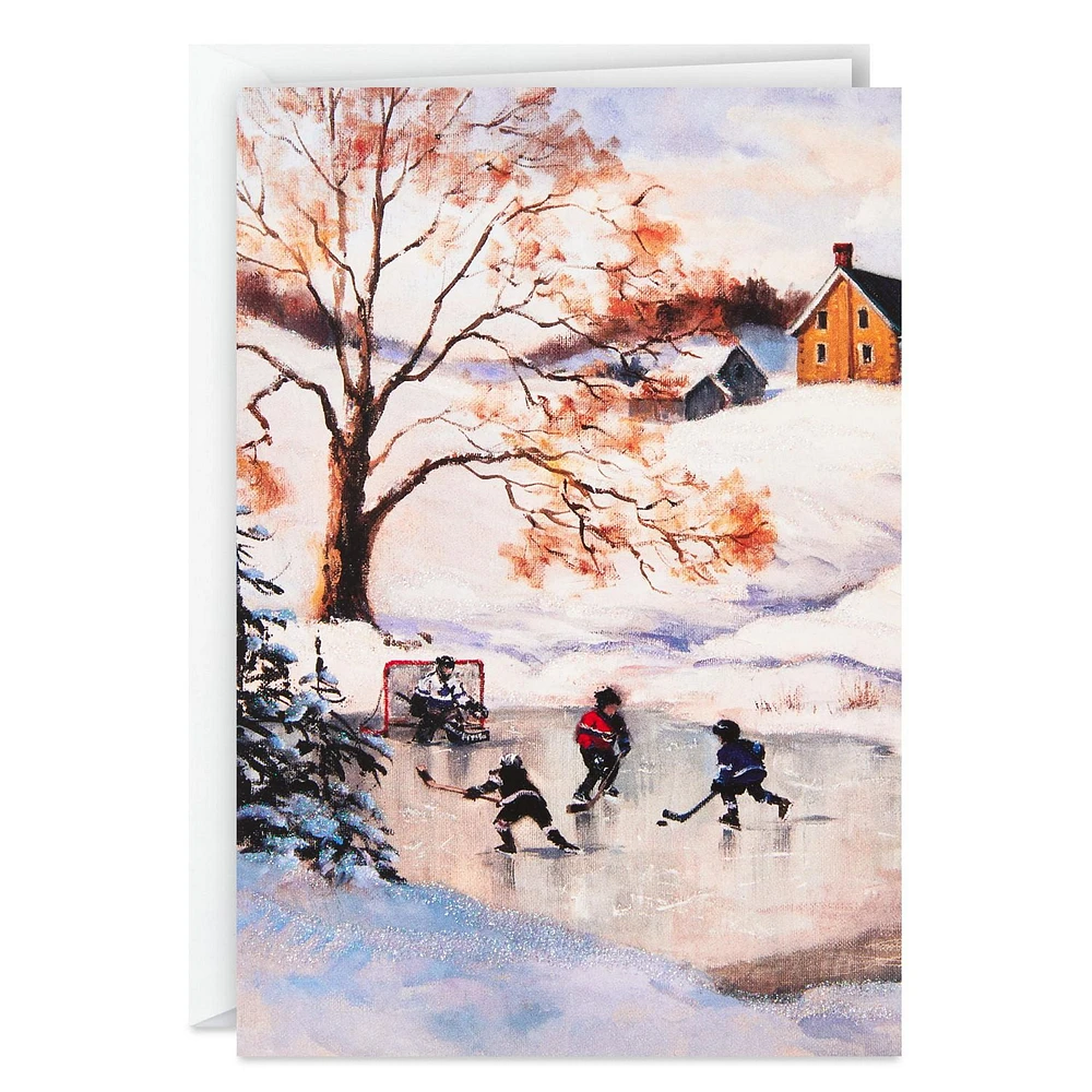 Image Arts Boxed Christmas Cards (Winter Pond Hockey Scene