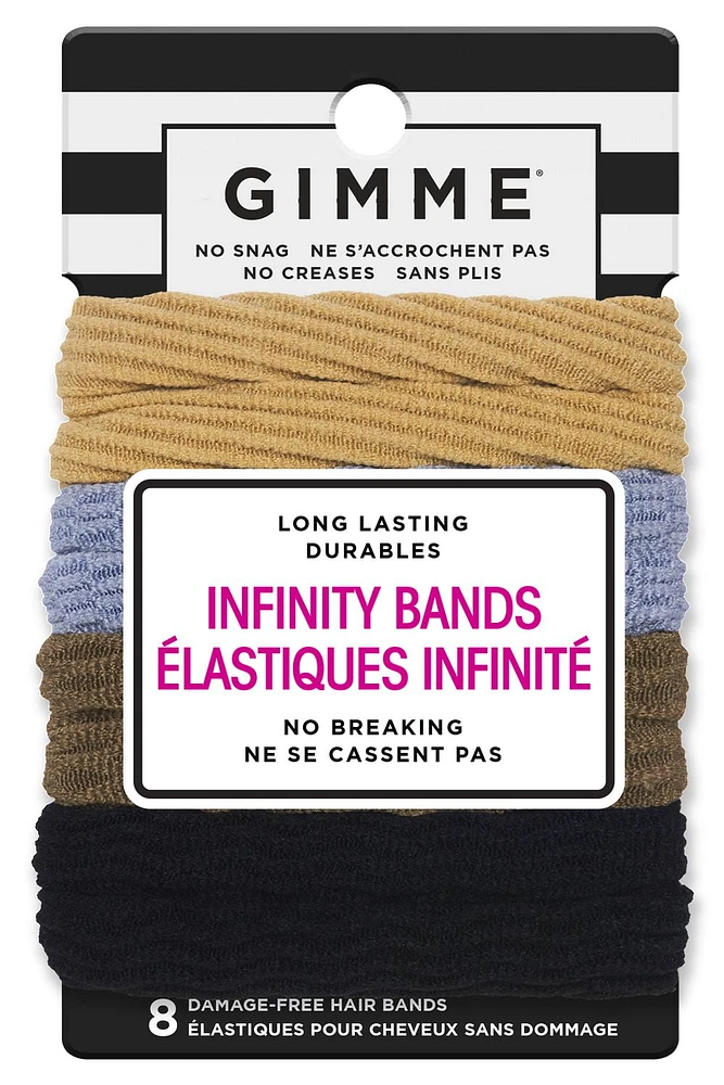 GIMME Infinity Hair Bands Textured 8CT, No Breaks, Seamlessly Soft!