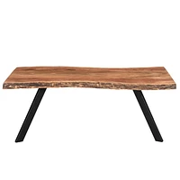 Rustic Industrial Solid Wood Coffee Table in Natural