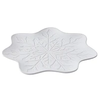 Holiday Time White Snowflake Ceramic Platter, 12.2 inch x 12.2 inch x 0.98 inch, 1 piece, Platter, Ceramic