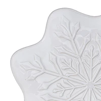 Holiday Time White Snowflake Ceramic Platter, 12.2 inch x 12.2 inch x 0.98 inch, 1 piece, Platter, Ceramic