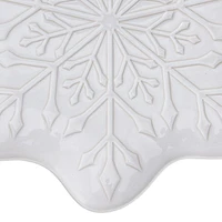 Holiday Time White Snowflake Ceramic Platter, 12.2 inch x 12.2 inch x 0.98 inch, 1 piece, Platter, Ceramic