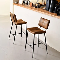 Homycasa Set of 2 Barstool - 27 Inch Counter Stools for Kitchen Island Dining Room with Upholstery and Metal Frame