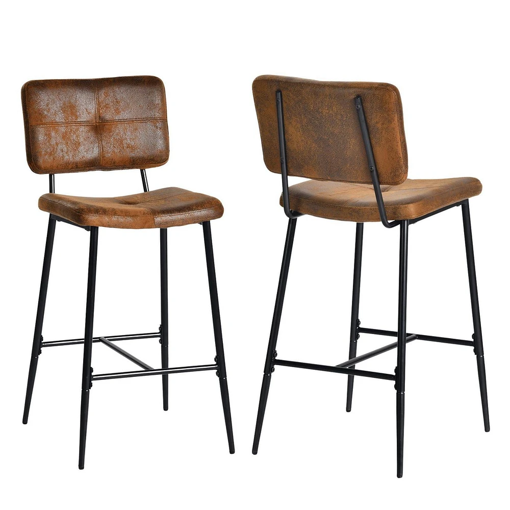 Homycasa Set of 2 Barstool - 27 Inch Counter Stools for Kitchen Island Dining Room with Upholstery and Metal Frame