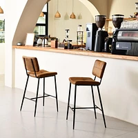 Homycasa Set of 2 Barstool - 27 Inch Counter Stools for Kitchen Island Dining Room with Upholstery and Metal Frame