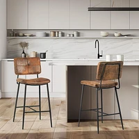 Homycasa Barstool Set of 2 - 27" Seat Height Counter Stools with Black Metal Legs for 35"-39" High Tables Kitchen Island