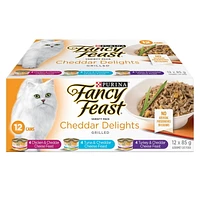 Fancy Feast Cheddar Delights Grilled Variety Pack, Wet Cat Food 12 X 85g, 12 X 85g