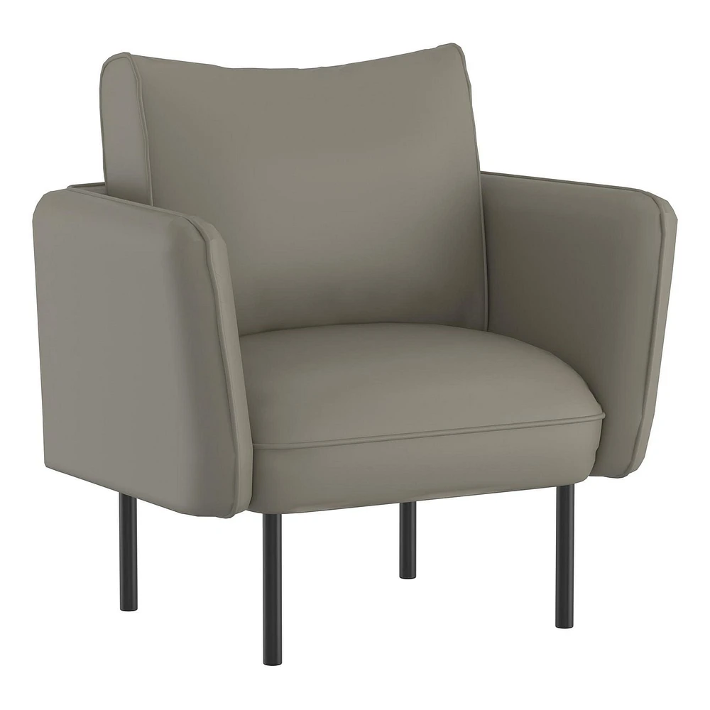 Modern Faux Leather Accent Chair in Grey-Beige