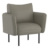 Modern Faux Leather Accent Chair in Grey-Beige