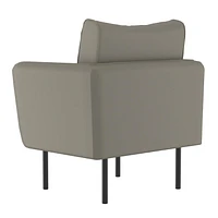 Modern Faux Leather Accent Chair in Grey-Beige