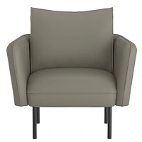 Modern Faux Leather Accent Chair in Grey-Beige