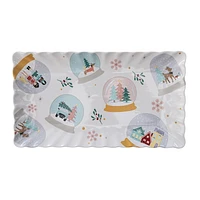 Holiday Time Scalloped Rectangle Ceramic Platter, 13.86 inch x 7.8 inch x 1.14 inch, 1 piece, Platter, Ceramic