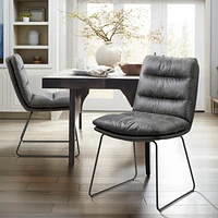 Homycasa Set of 2 Dining Chairs - Faux Leather Upholstery Side Chairs with Metal Legs