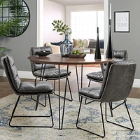 Homycasa Set of 2 Dining Chairs - Faux Leather Upholstery Side Chairs with Metal Legs