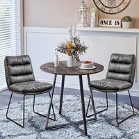 Homycasa Set of 2 Dining Chairs - Faux Leather Upholstery Side Chairs with Metal Legs